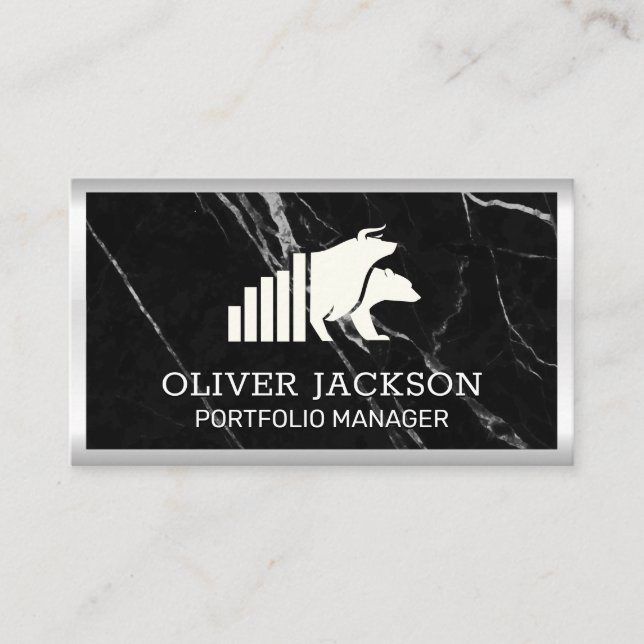 Bull and Bear Logo | Stocks Finance Business Card (Front)