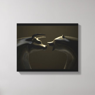 Bull And Bear Market Trend Bronze Castings Canvas Print