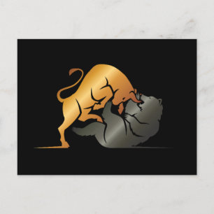 Bull and Bear Stock Market Trading Custom Postcard