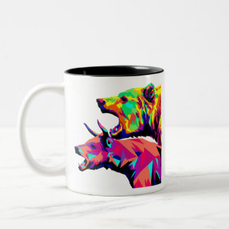 Bull and Bear Stock Trader Two-Tone Coffee Mug