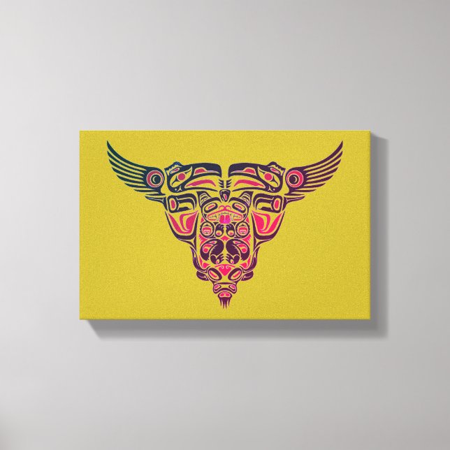bull and eagle tattoo tribal design canvas print (Front)