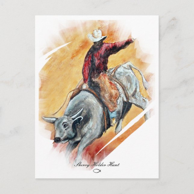 BULL AND RIDER POSTCARD (Front)