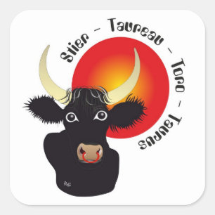 Bull - Animal circle Square Sticker
