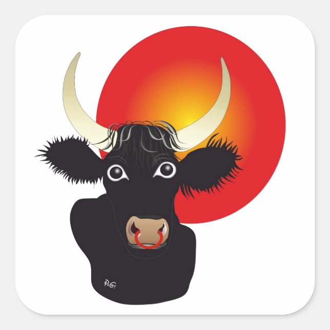 Bull - Animal circle Square Sticker (Front)