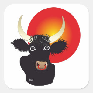 Bull - Animal label Sticker
