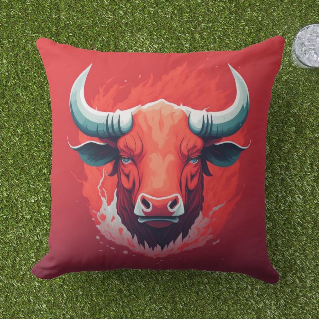 BULL ART, BULL IMAGE CUSHION (Grass)