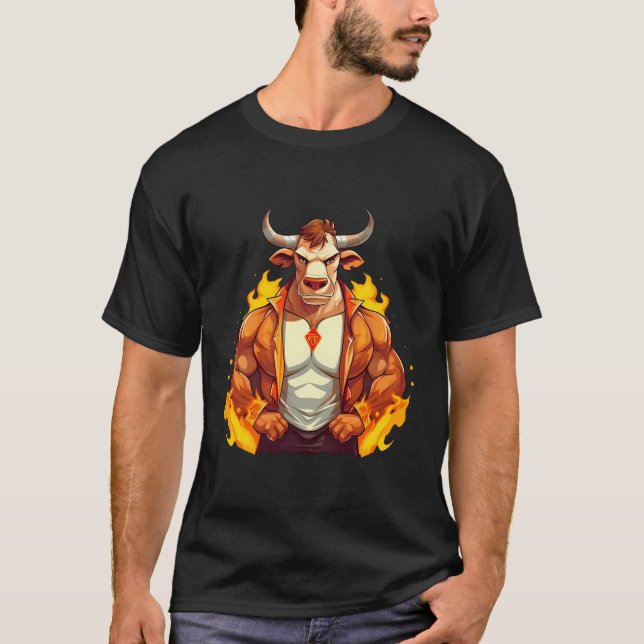 Bull As A Bodybuilder Design Bodybuilder Bbq T-Shirt (Front)