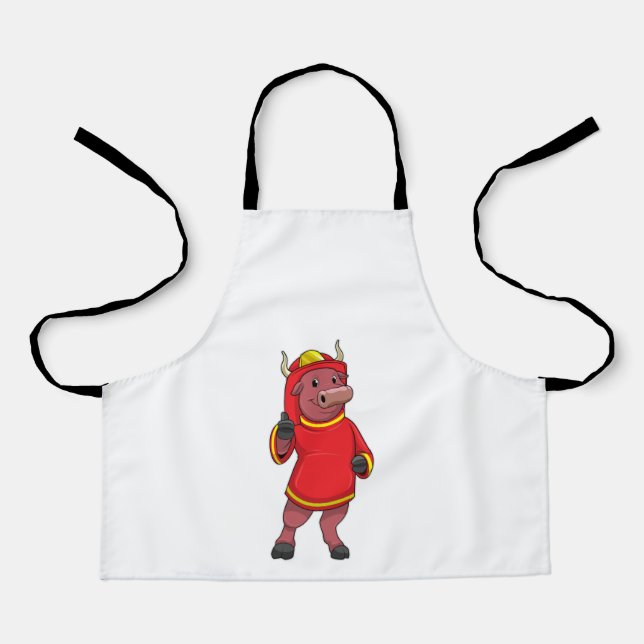 Bull as Firefighter with Helmet Apron (Front)