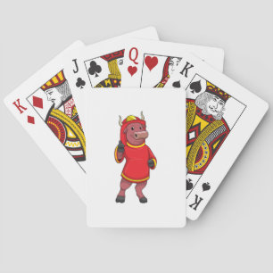 Bull as Firefighter with Helmet Playing Cards
