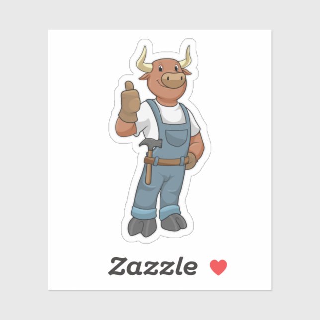 Bull as Handyman with Hammer (Sheet)