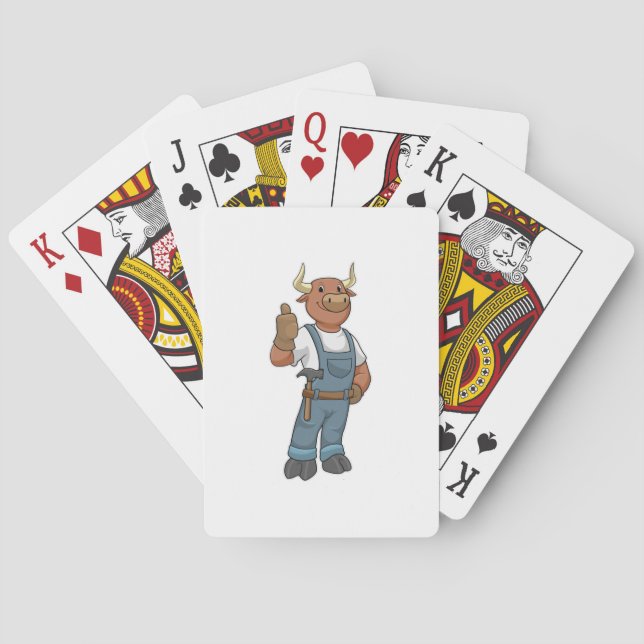 Bull as Handyman with Hammer Playing Cards (Back)