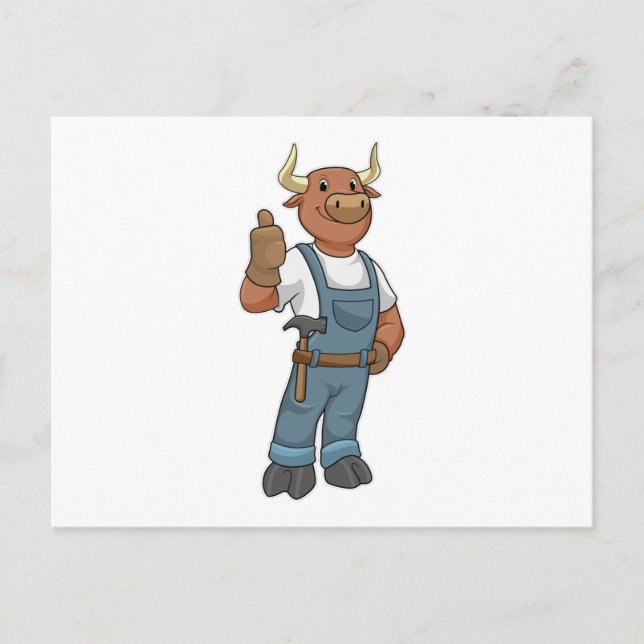 Bull as Handyman with Hammer Postcard (Front)
