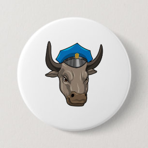 Bull as Police officer Police 7.5 Cm Round Badge