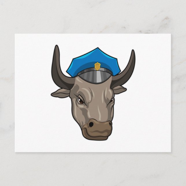 Bull as Police officer Police Postcard (Front)