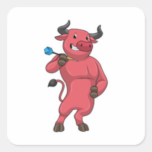 Bull at Darts with Dart Square Sticker