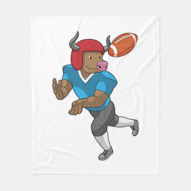 Bull at Football Sports Fleece Blanket (Front)