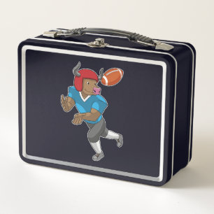 Bull at Football Sports Metal Lunch Box