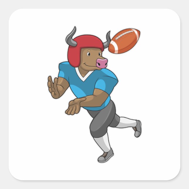 Bull at Football Sports Square Sticker (Front)