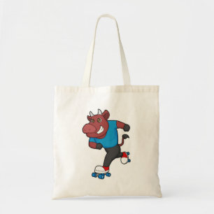 Bull at Inline skating with Roller skates Tote Bag