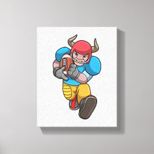 Bull at Sports with Football & Helmet Canvas Print