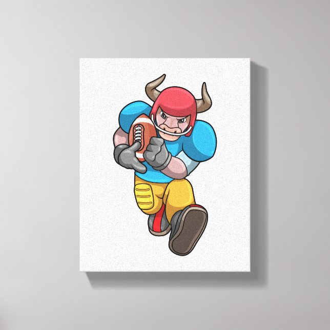 Bull at Sports with Football & Helmet Canvas Print (Front)