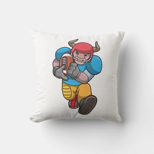Bull at Sports with Football & Helmet Cushion (Front)