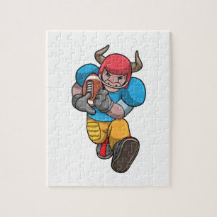 Bull at Sports with Football & Helmet Jigsaw Puzzle