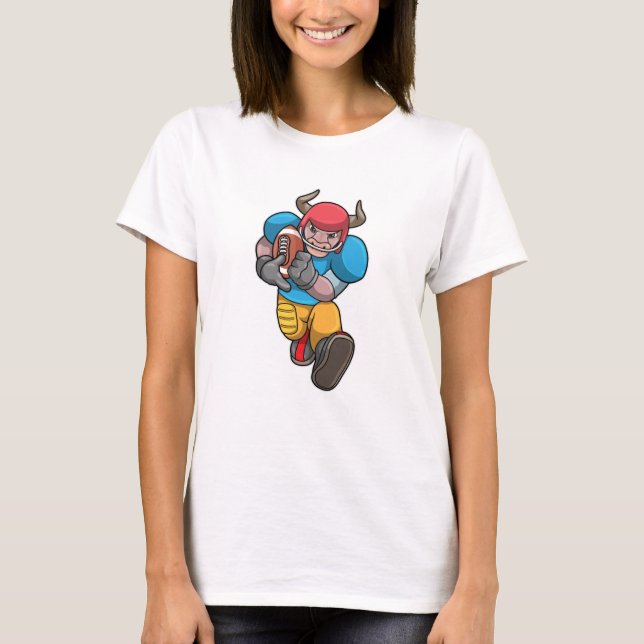 Bull at Sports with Football & Helmet T-Shirt (Front)