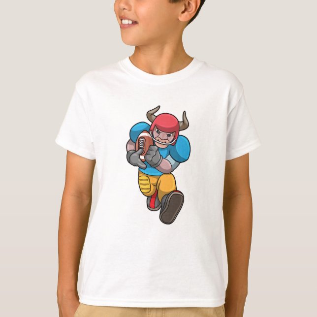 Bull at Sports with Football & Helmet T-Shirt (Front)