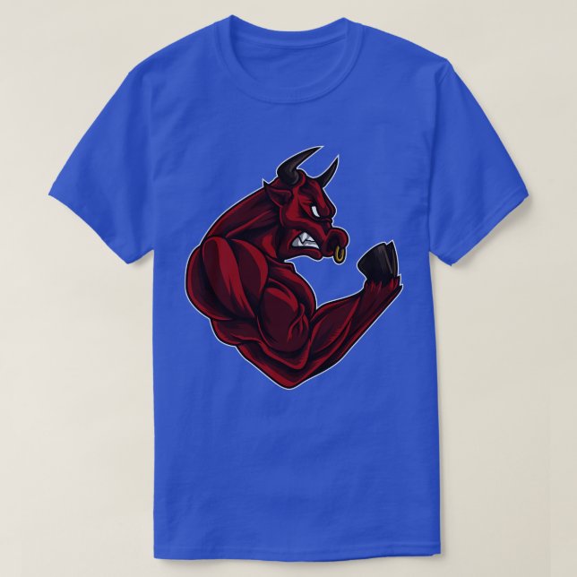 Bull At The Gym Training Fitness Muscles Power T-Shirt (Design Front)