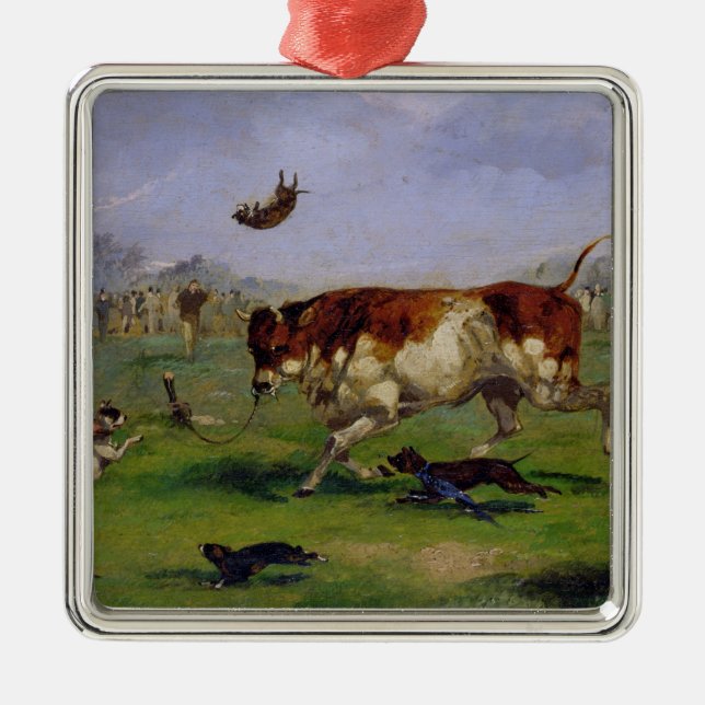Bull Baiting (oil on paper laid on panel) Metal Tree Decoration (Front)