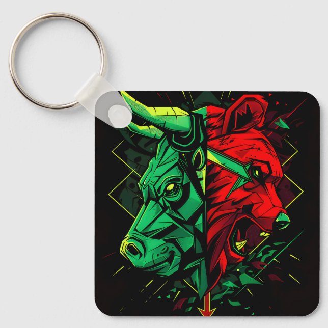 Bull Bear Duel Forces Key Ring (Front)