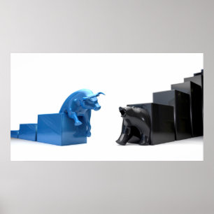 Bull & Bear Econonomic Trends Converge Poster