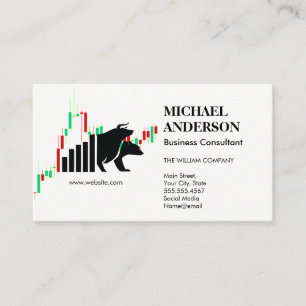 Bull Bear Stock Market Logo Candlestick Chart Business Card