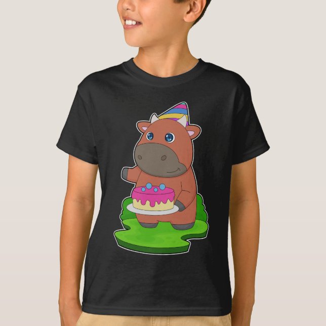 Bull Birthday Cake T-Shirt (Front)