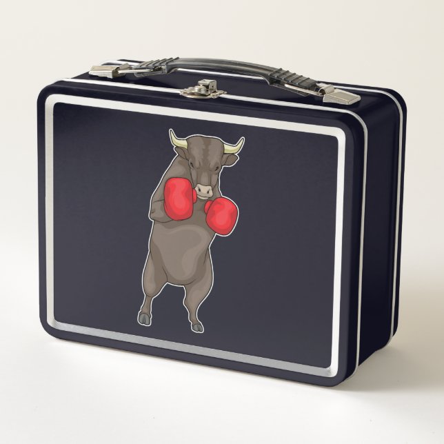 Bull Boxer Boxing gloves Metal Lunch Box (Front)