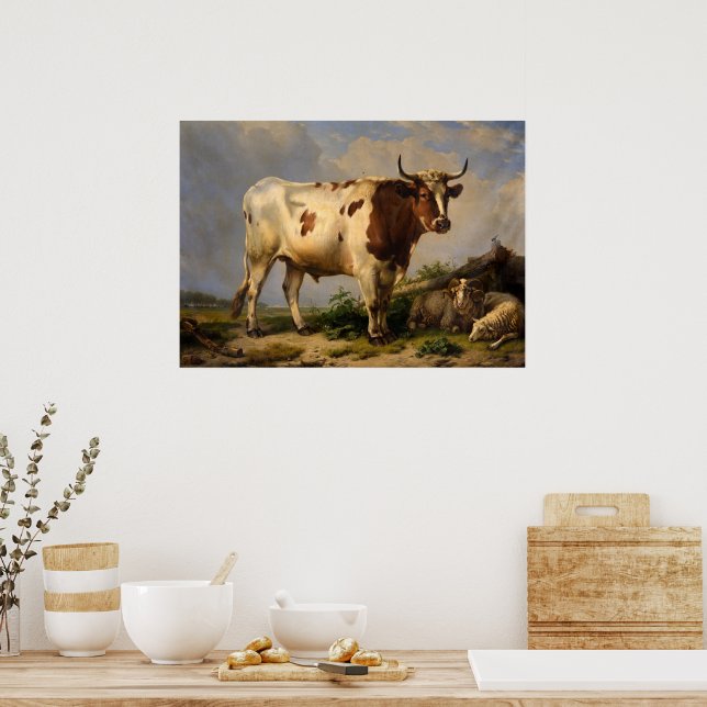 Bull by Eugene Joseph Verboeckhoven Poster (Kitchen)