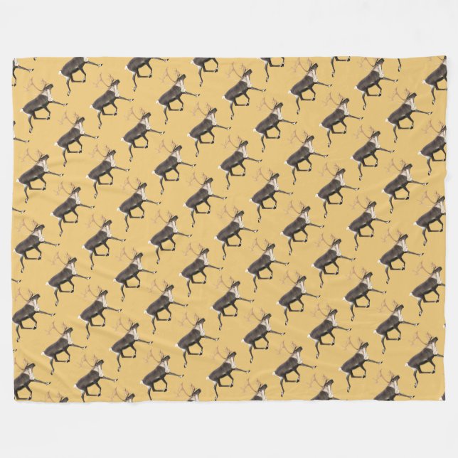 Bull Caribou Fleece Blanket (Front (Horizontal))