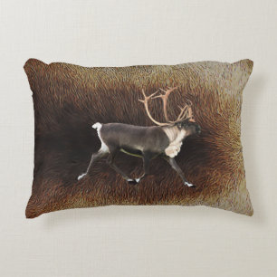 Bull Caribou (Reindeer) Decorative Cushion