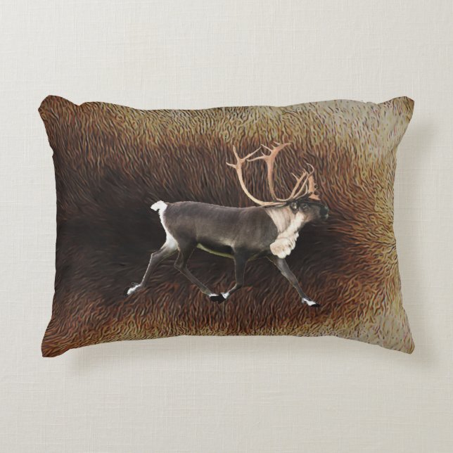 Bull Caribou (Reindeer) Decorative Cushion (Front)
