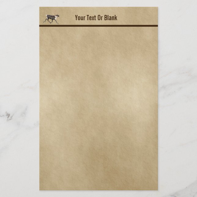 Bull Caribou (Reindeer) On Old Paper (Front)