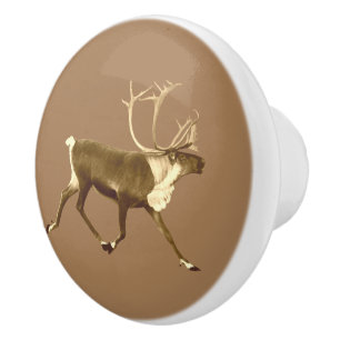 Bull Caribou - Sepia Ceramic Knob