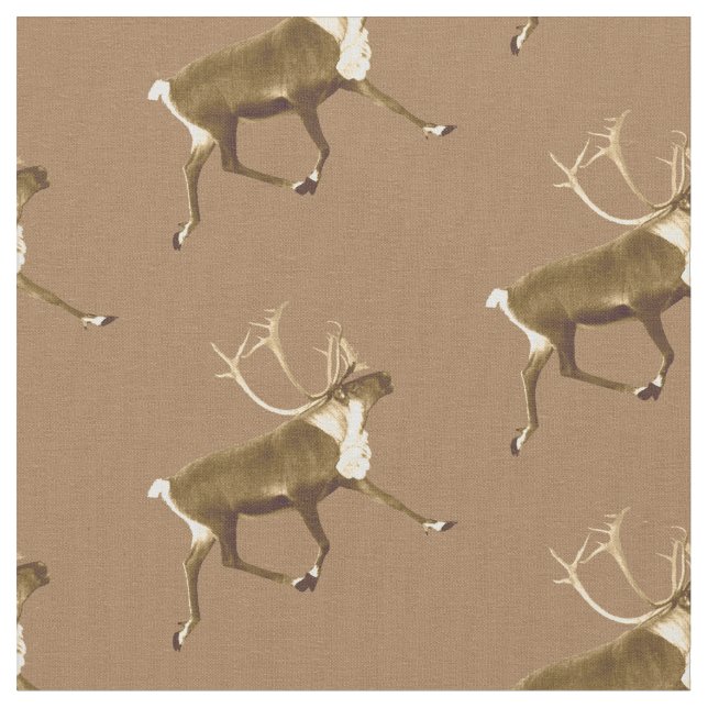 Bull Caribou - Sepia Fabric (Close Up)