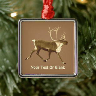 Bull Caribou - Sepia Metal Tree Decoration