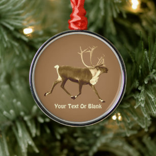 Bull Caribou - Sepia Metal Tree Decoration