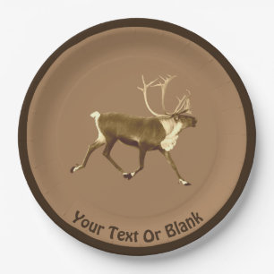 Bull Caribou - Sepia Paper Plate