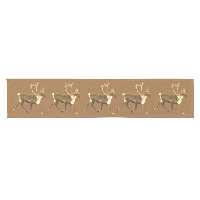 Bull Caribou - Sepia Short Table Runner (Horizontal)