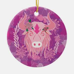 bull ceramic tree decoration