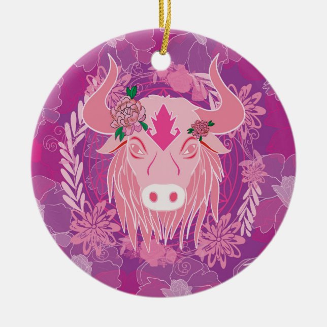 bull ceramic tree decoration (Front)