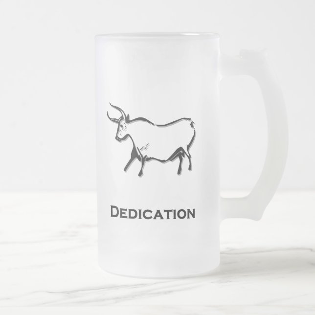 Bull Dedication Black Frosted Glass Beer Mug (Right)